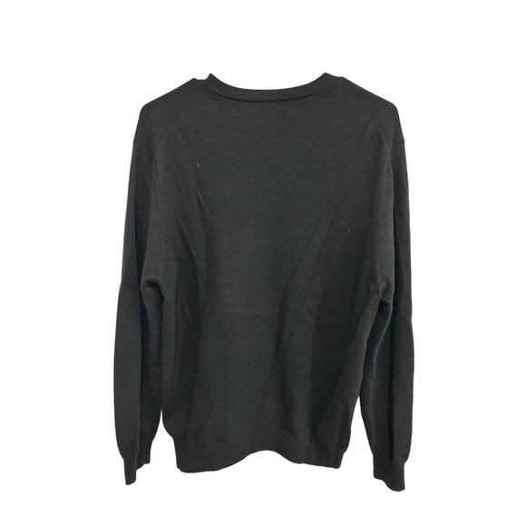 Davis & Squire Mens Black  V Neck Sweater Large Extra Fine Merino Wool - Picture 2 of 9